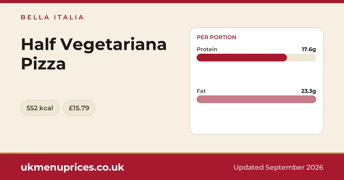 Bella Italia Half Vegetariana Pizza
