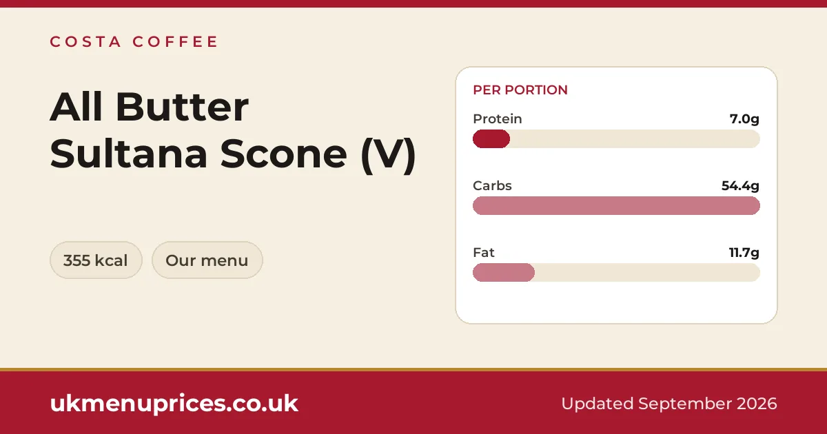 Costa Coffee All Butter Sultana Scone (V)