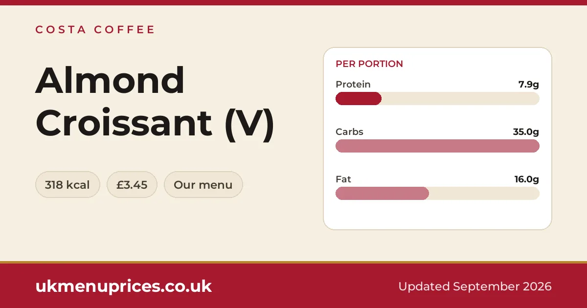 Costa Coffee Almond Croissant (V)