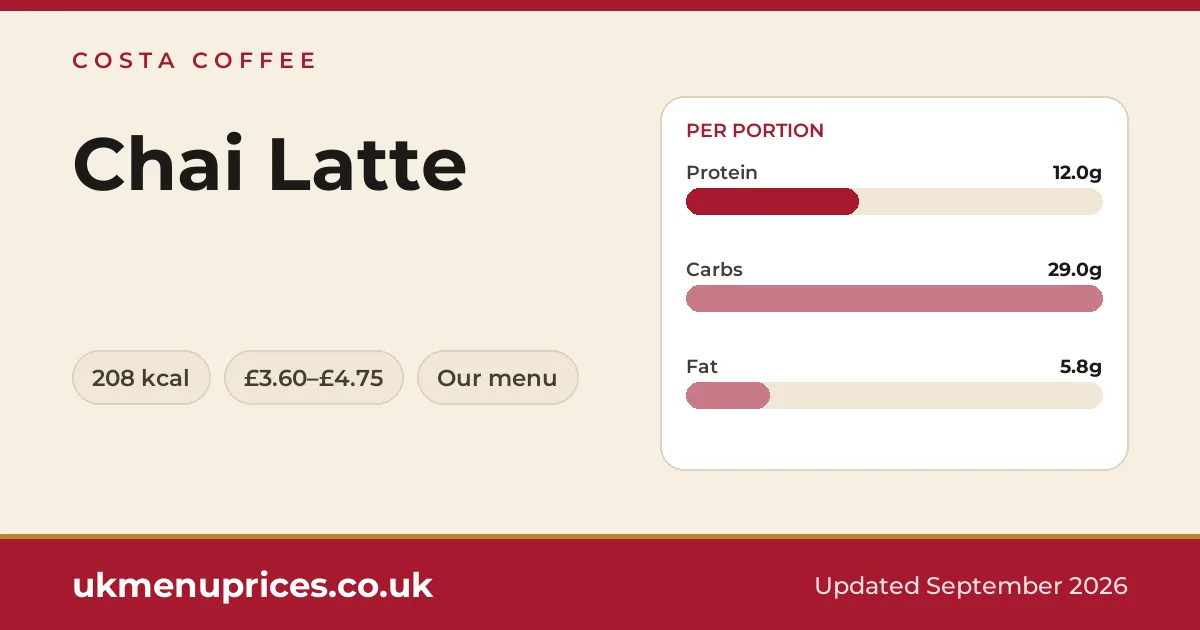 Costa Coffee Chai Latte
