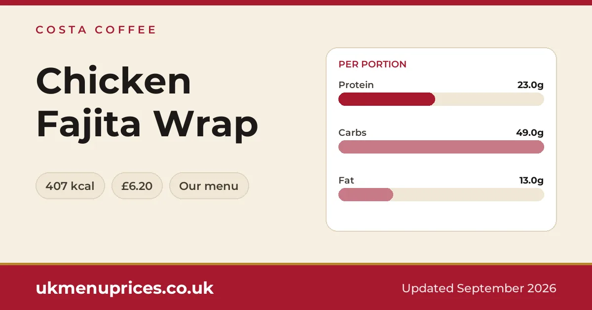 Costa Coffee Chicken Fajita Wrap