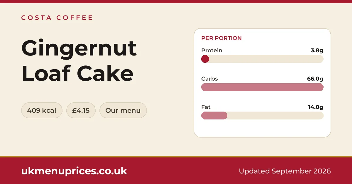 Costa Coffee Gingernut Loaf Cake