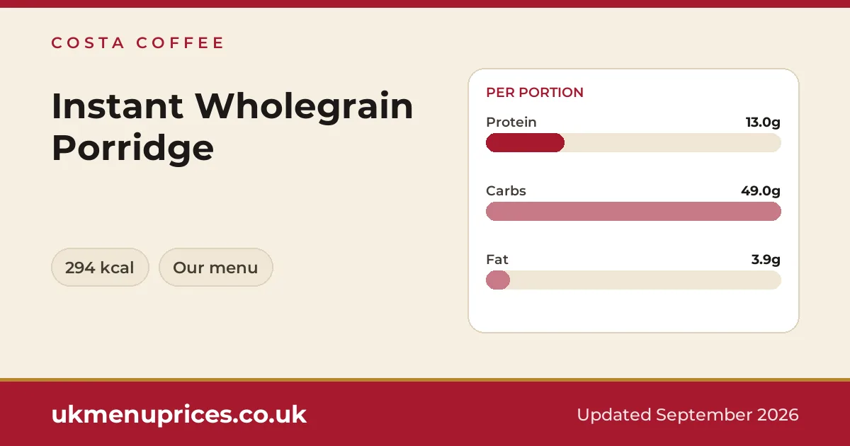 Costa Coffee Instant Wholegrain Porridge