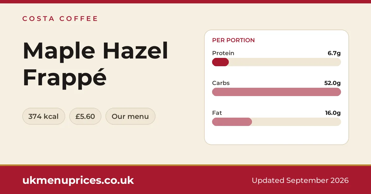 Costa Coffee Maple Hazel Frappé