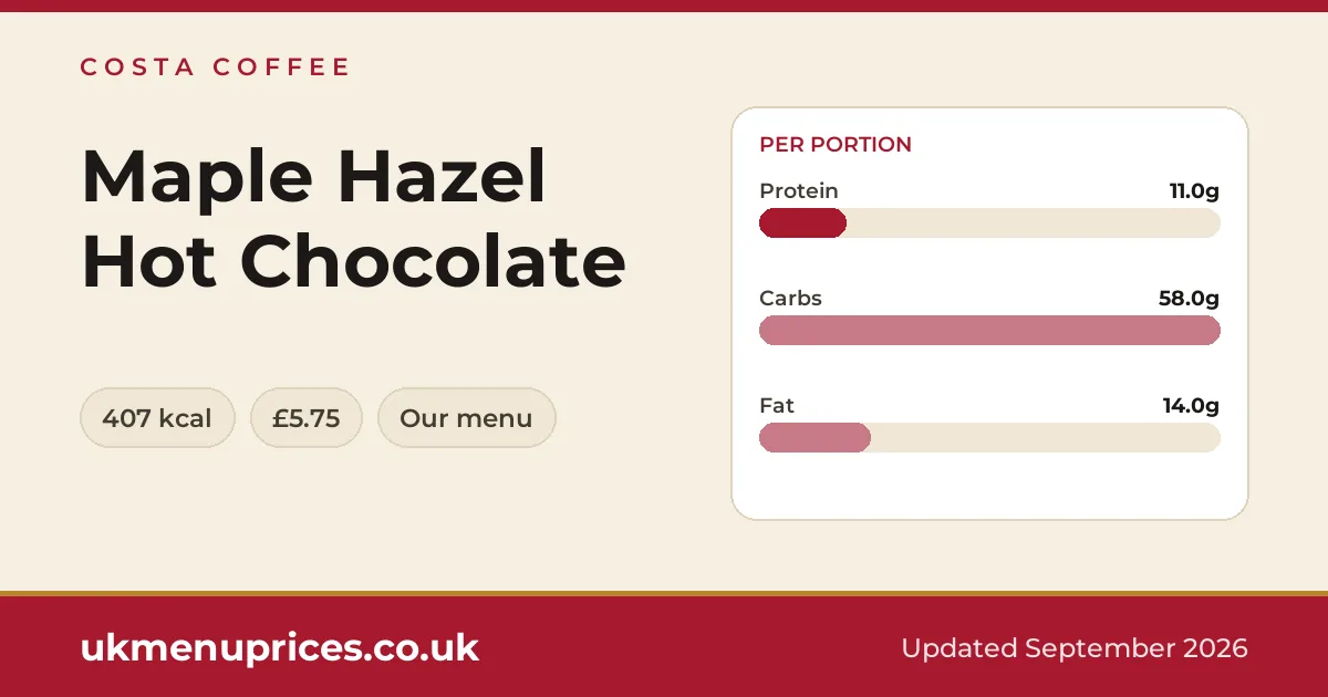 Costa Coffee Maple Hazel Hot Chocolate