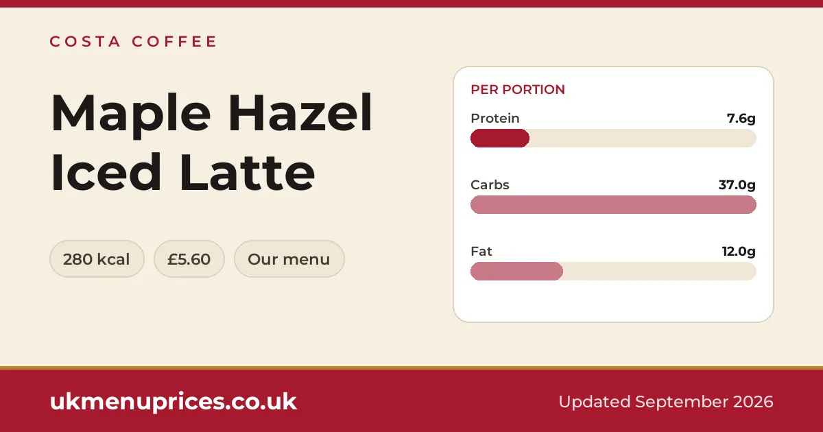 Costa Coffee Maple Hazel Iced Latte