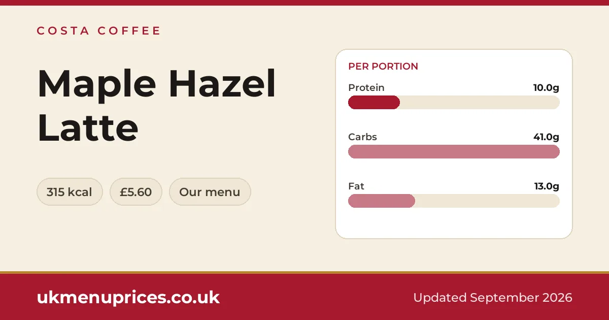 Costa Coffee Maple Hazel Latte