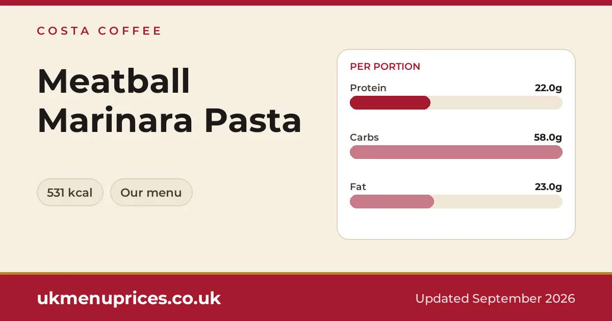 Costa Coffee Meatball Marinara Pasta