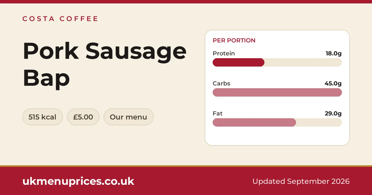 Costa Coffee Pork Sausage Bap