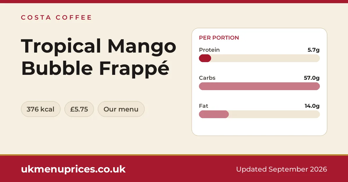 Costa Coffee Tropical Mango Bubble Frappé
