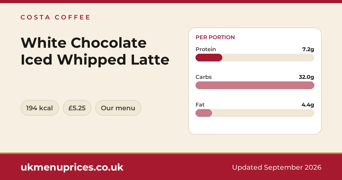 Costa Coffee White Chocolate Iced Whipped Latte