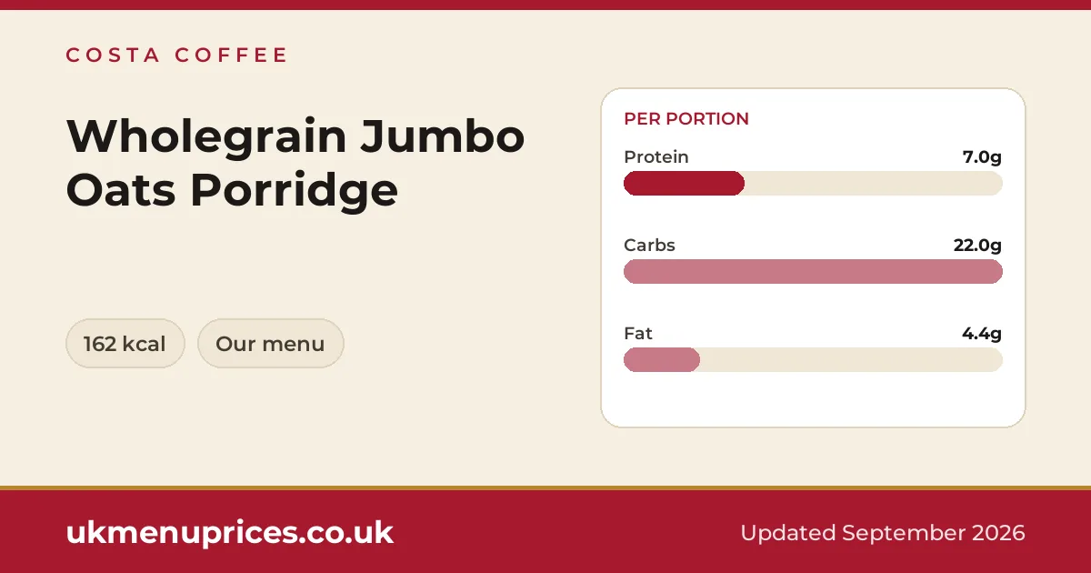 Costa Coffee Wholegrain Jumbo Oats Porridge