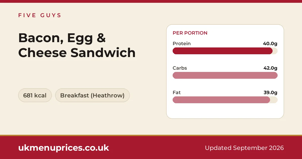 Five Guys Bacon, Egg & Cheese Sandwich