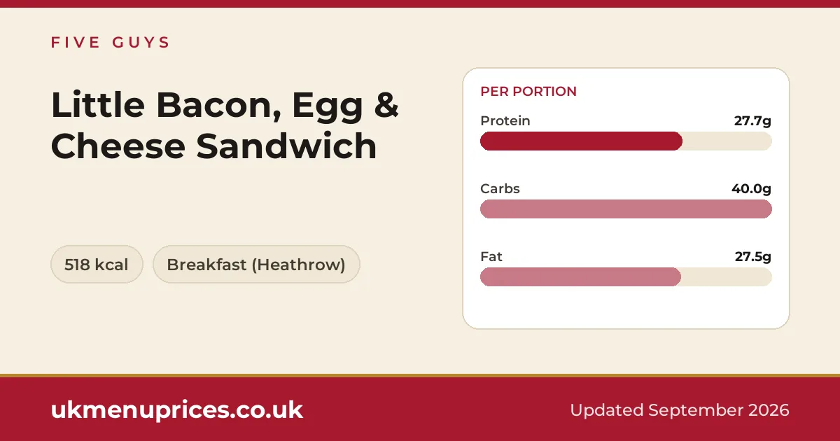 Five Guys Little Bacon, Egg & Cheese Sandwich