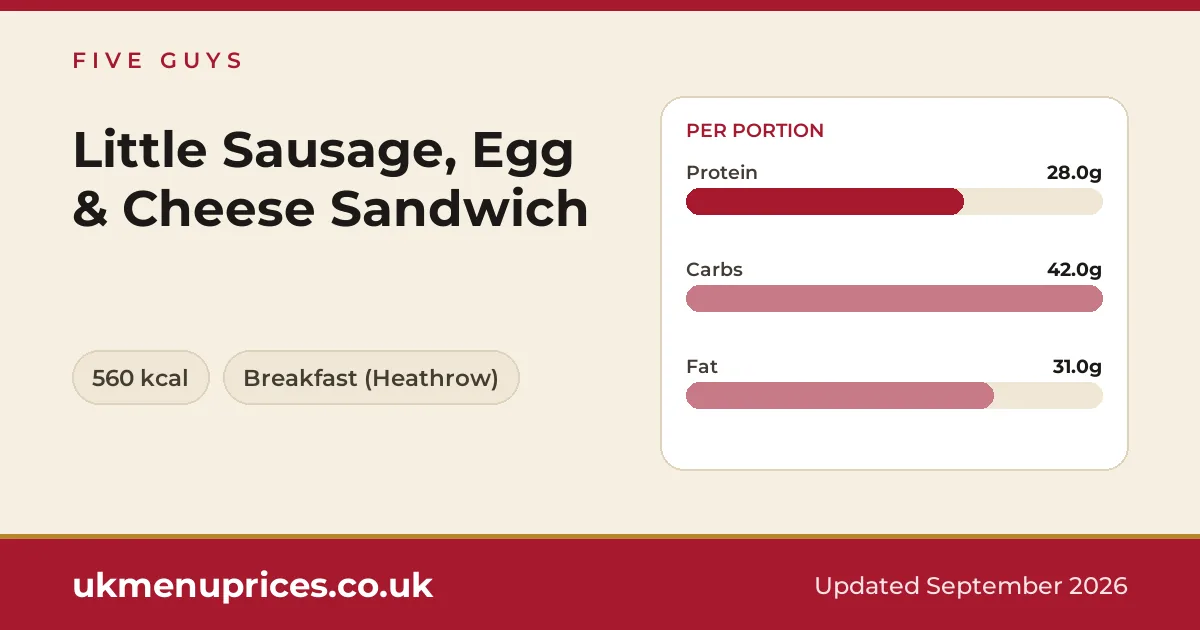 Five Guys Little Sausage, Egg & Cheese Sandwich