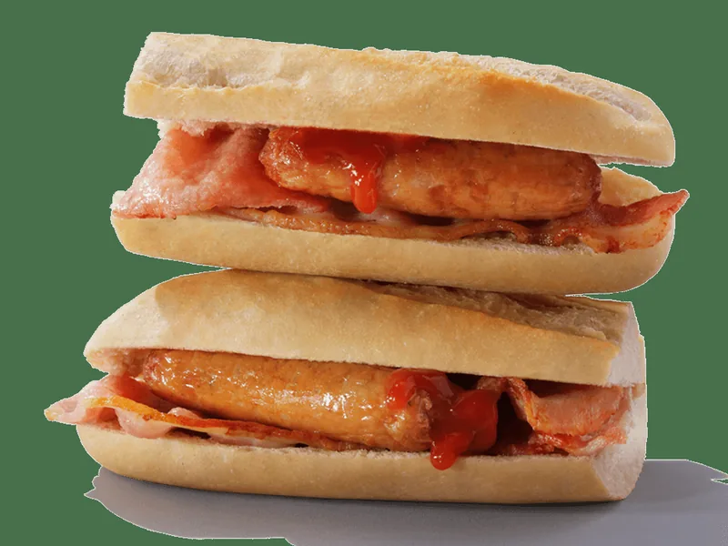 Bacon and Sausage Breakfast Baguette at Greggs