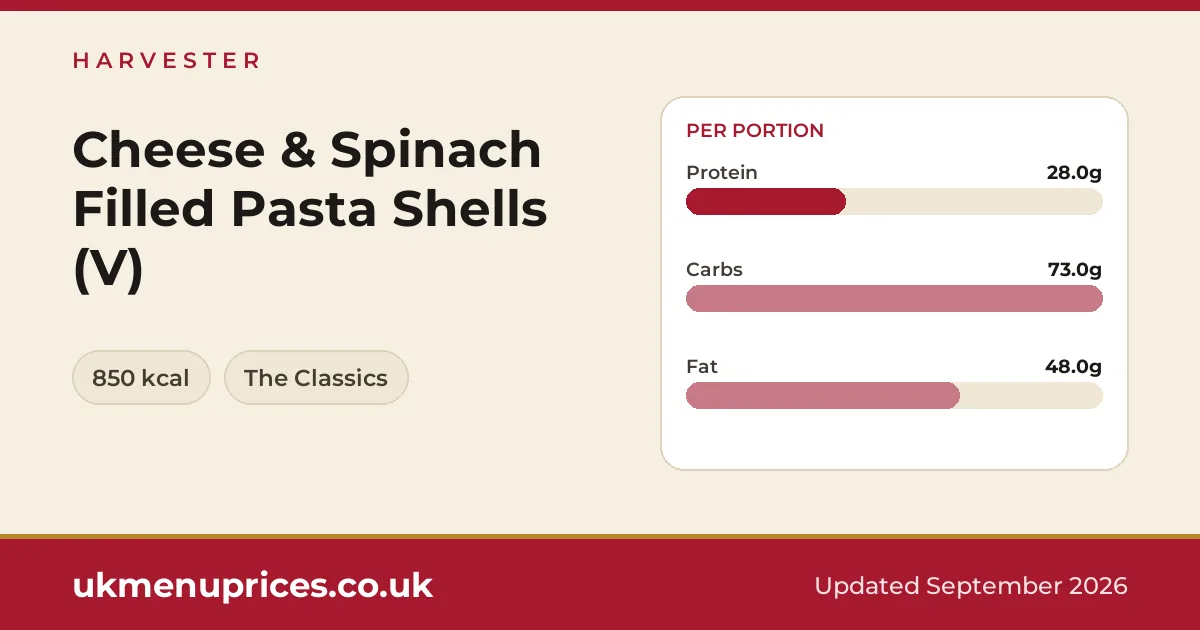 Harvester Cheese & Spinach Filled Pasta Shells (V)