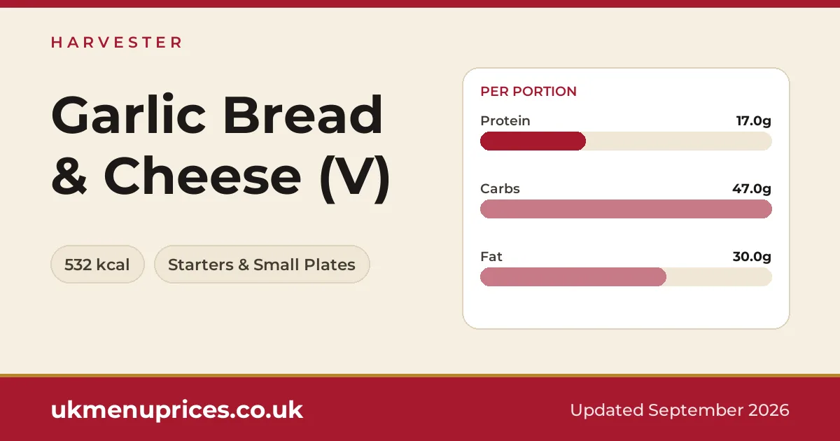 Harvester Garlic Bread & Cheese (V)