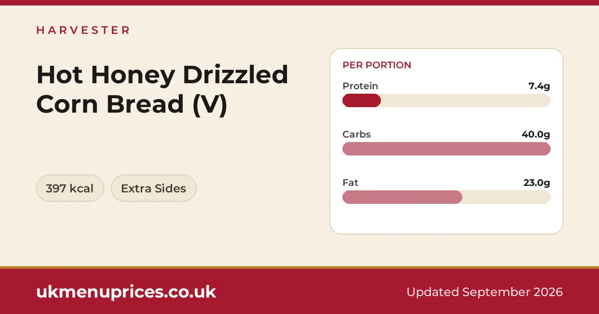 Harvester Hot Honey Drizzled Corn Bread (V)