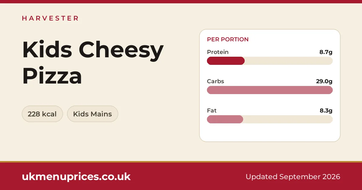 Harvester Kids Cheesy Pizza