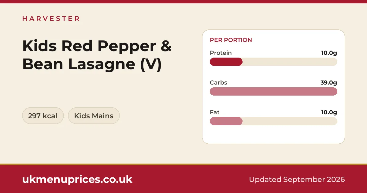 Harvester Kids Red Pepper & Bean Lasagne (V)