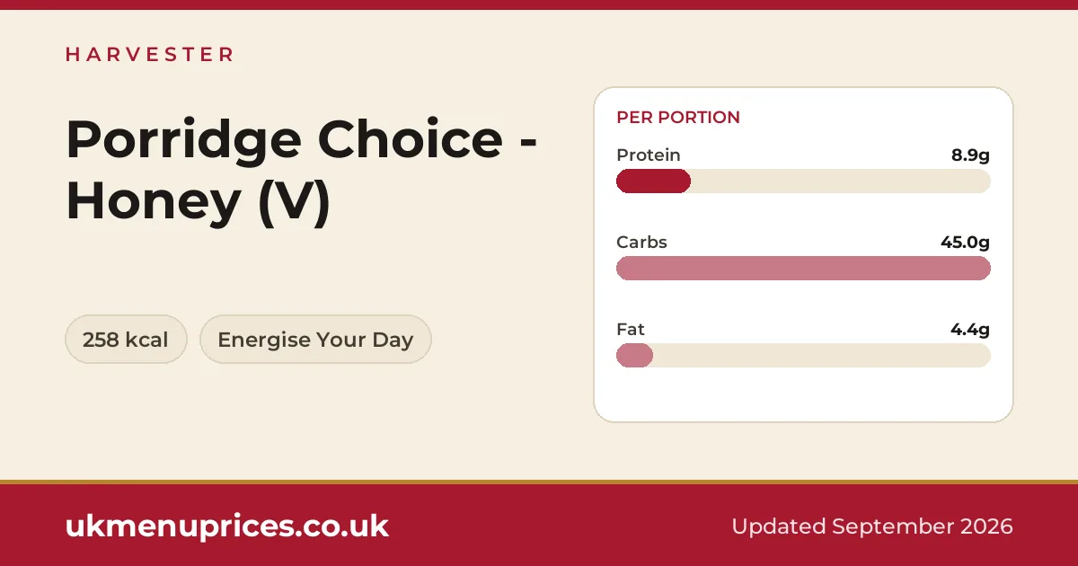 Harvester Porridge Choice - Honey (V)