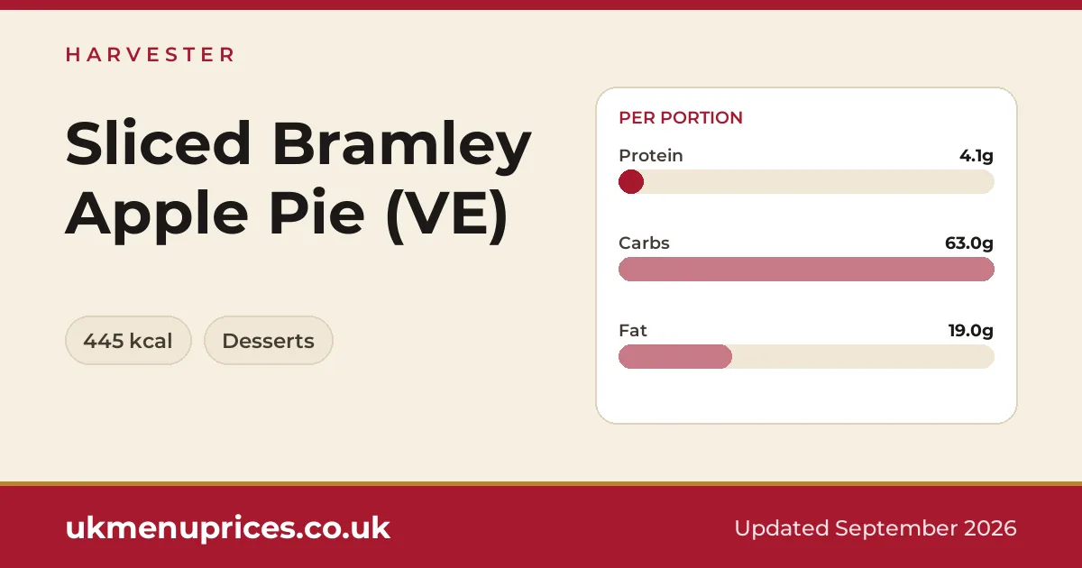 Harvester Sliced Bramley Apple Pie (VE)