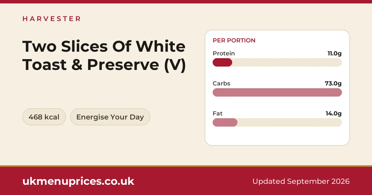 Harvester Two Slices Of White Toast & Preserve (V)