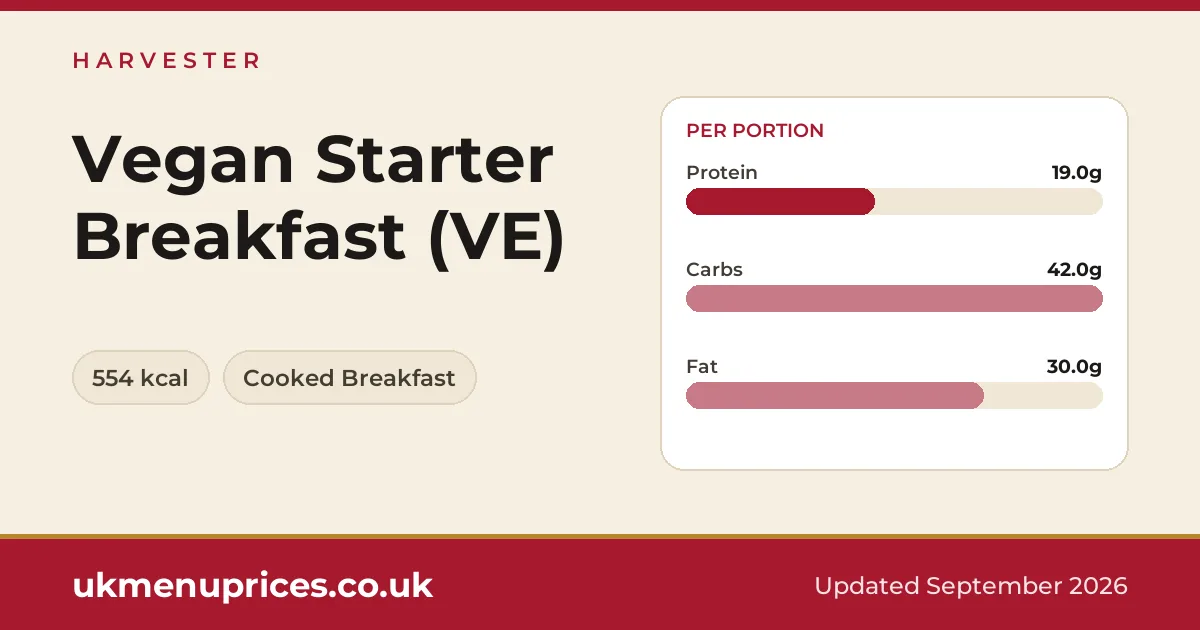 Harvester Vegan Starter Breakfast (VE)