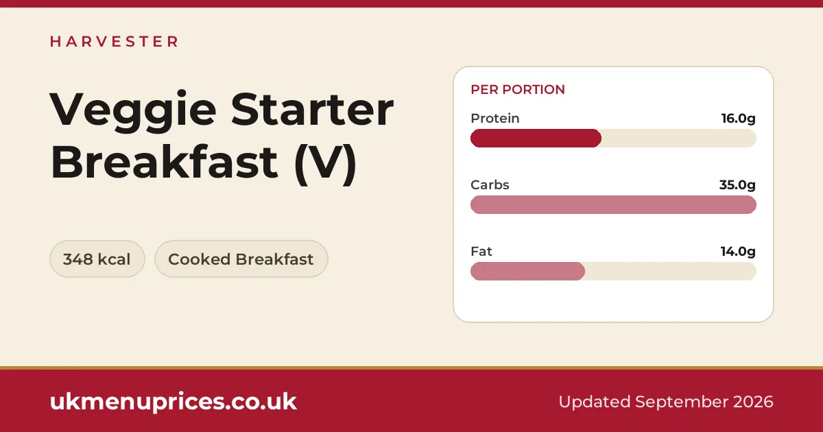 Harvester Veggie Starter Breakfast (V)