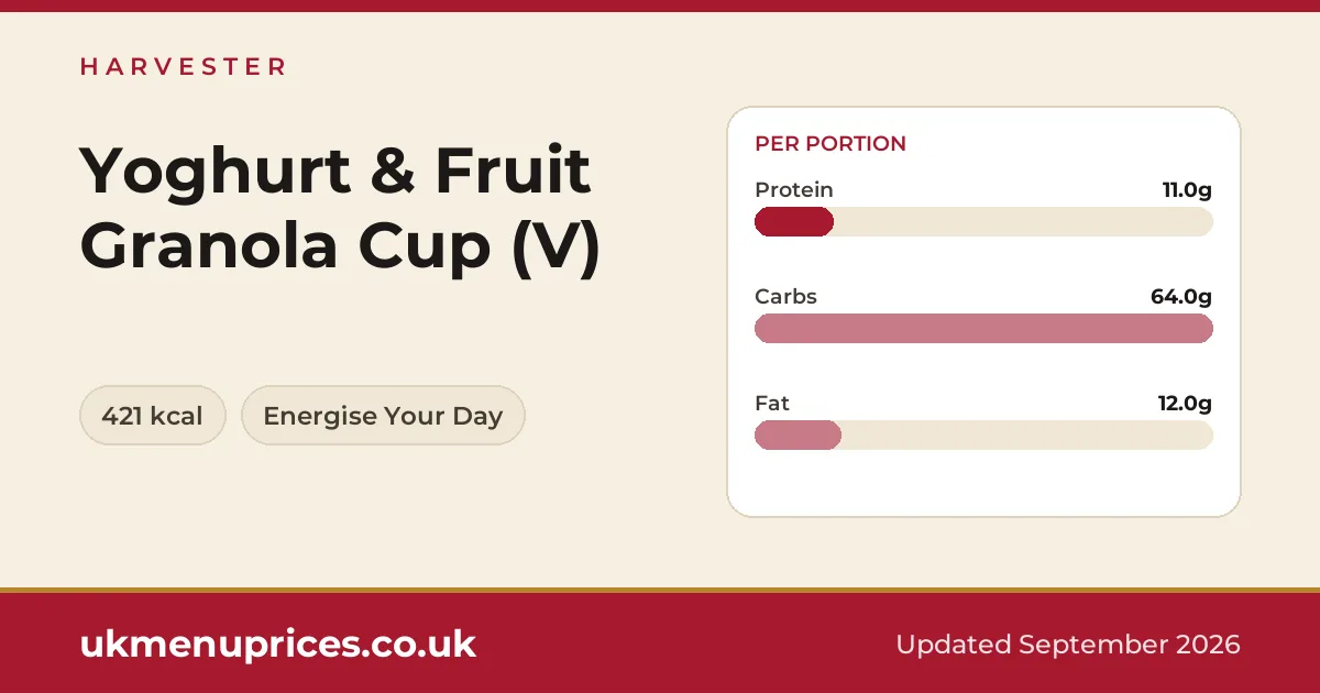 Harvester Yoghurt & Fruit Granola Cup (V)