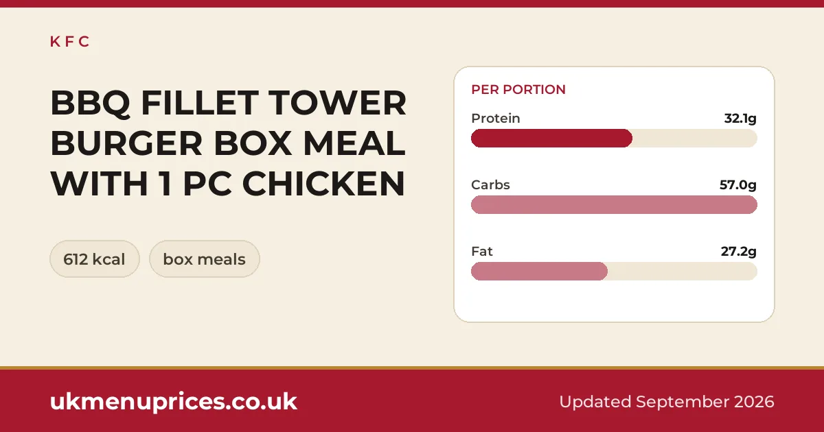 KFC BBQ FILLET TOWER BURGER BOX MEAL WITH 1 PC CHICKEN