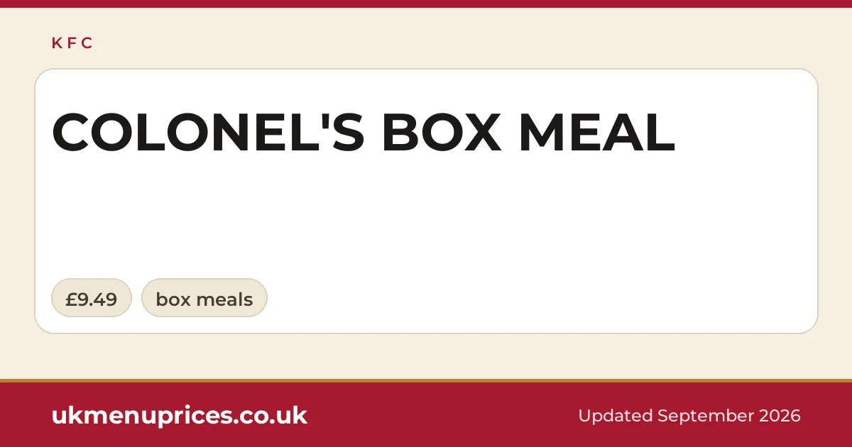 KFC COLONEL'S BOX MEAL