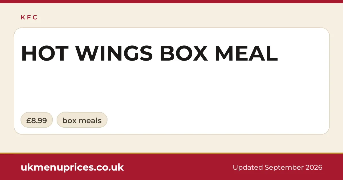 KFC HOT WINGS BOX MEAL