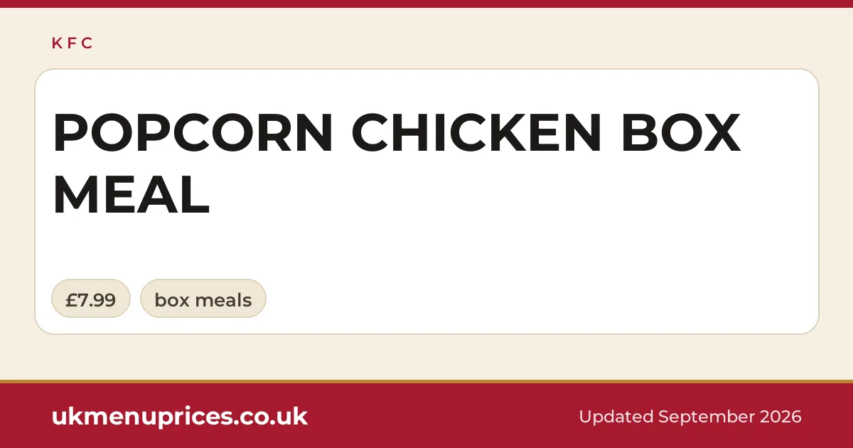 KFC POPCORN CHICKEN BOX MEAL