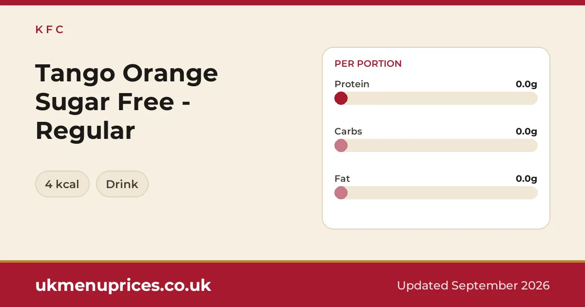 KFC Tango Orange Sugar Free - Regular