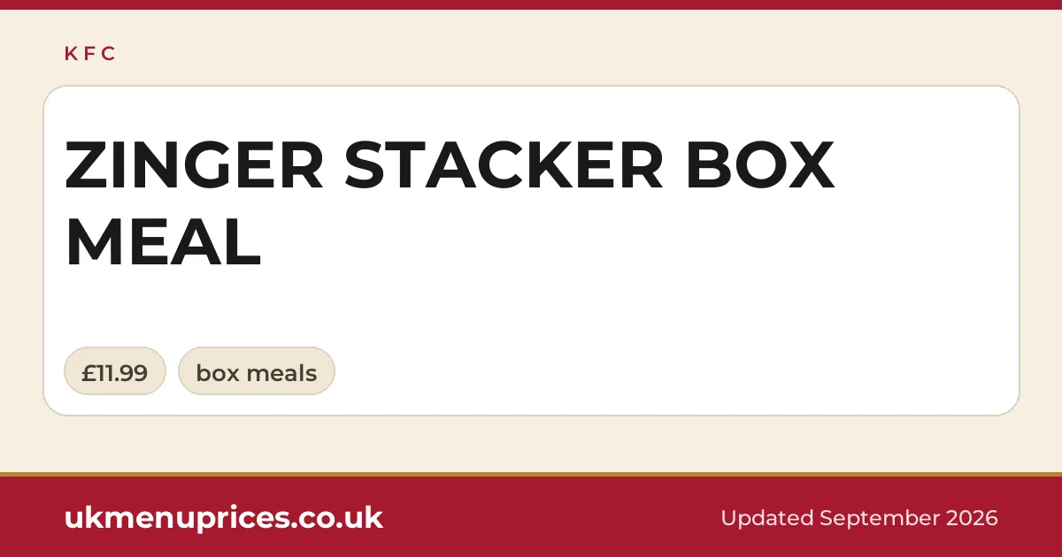 KFC ZINGER STACKER BOX MEAL
