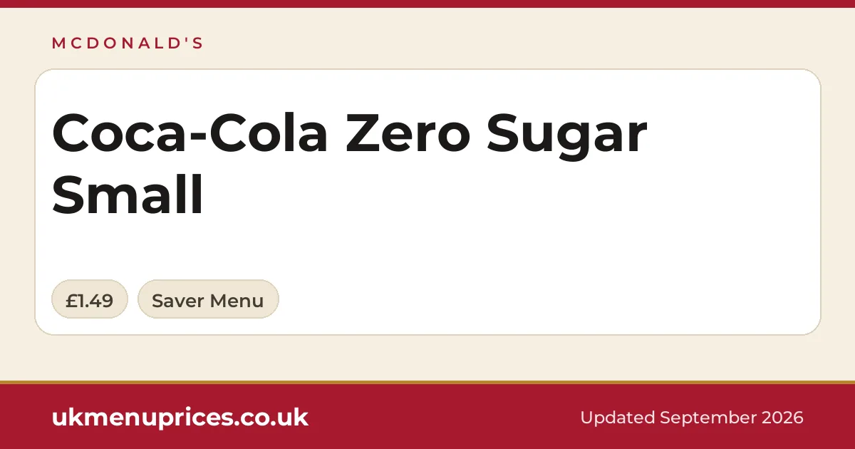 McDonald's Coca-Cola Zero Sugar Small
