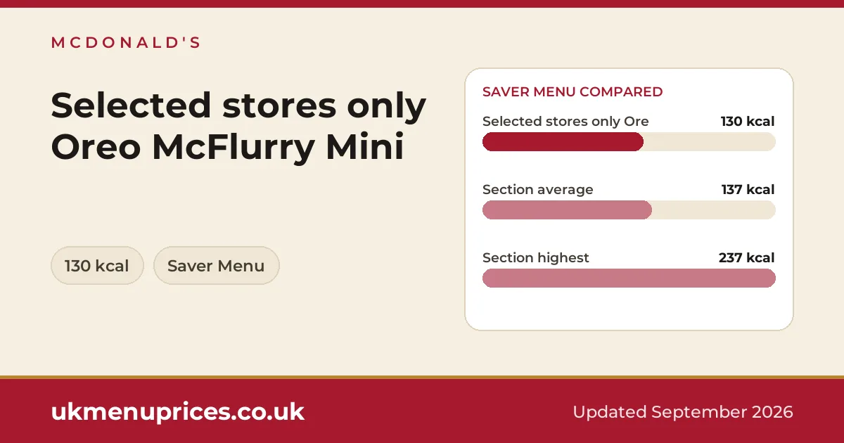 McDonald's Selected stores only Oreo McFlurry Mini