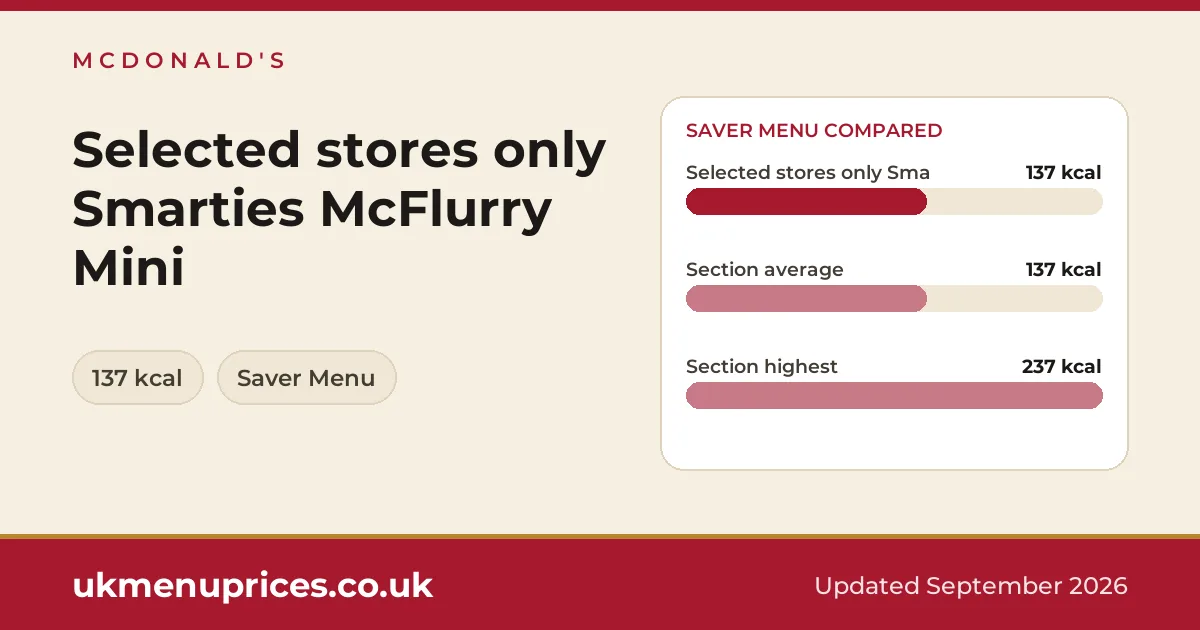 McDonald's Selected stores only Smarties McFlurry Mini