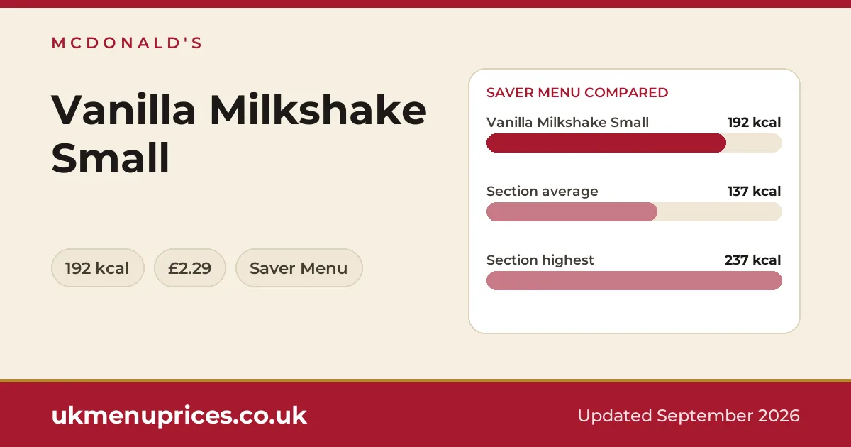 McDonald's Vanilla Milkshake Small