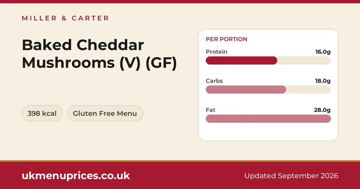 Miller & Carter Baked Cheddar Mushrooms (V) (GF)
