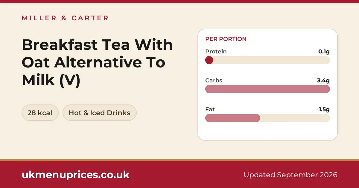 Miller & Carter Breakfast Tea With Oat Alternative To Milk (V)