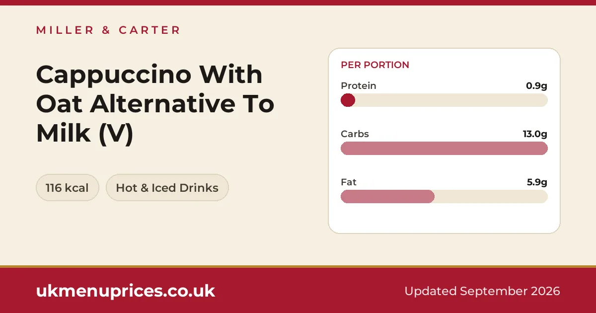 Miller & Carter Cappuccino With Oat Alternative To Milk (V)