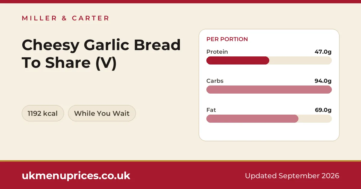 Miller & Carter Cheesy Garlic Bread To Share (V)