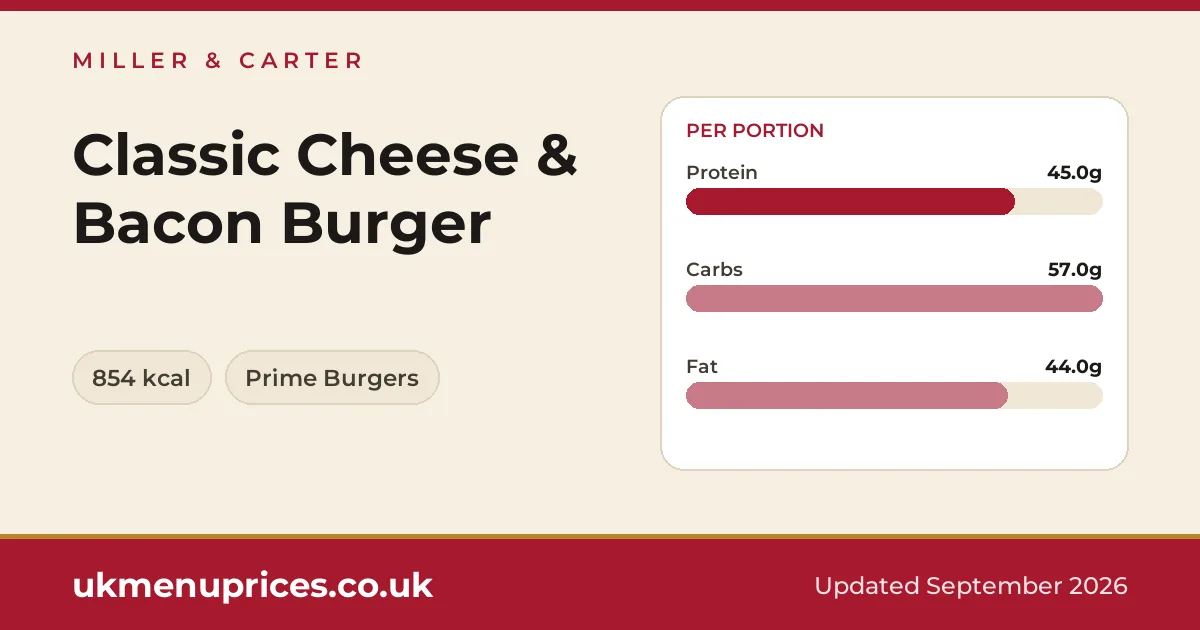Miller & Carter Classic Cheese & Bacon Burger