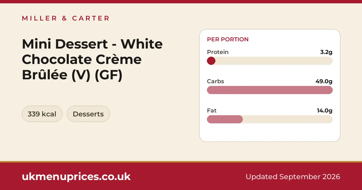Miller & Carter Mini Dessert - White Chocolate Crème Brûlée (V) (GF)