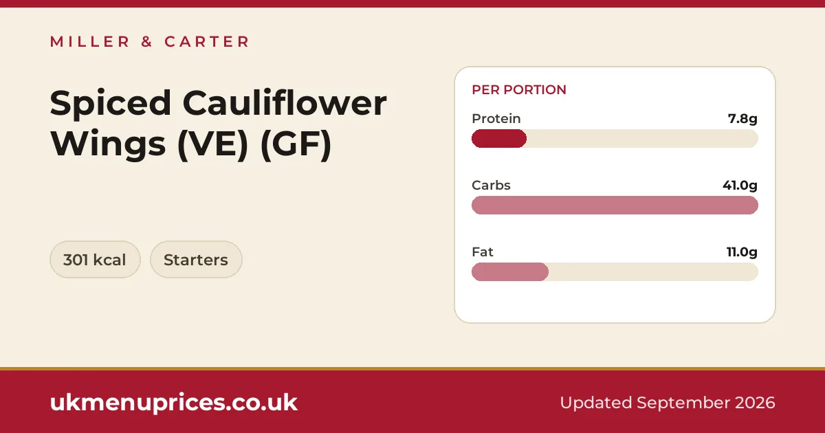 Miller & Carter Spiced Cauliflower Wings (VE) (GF)