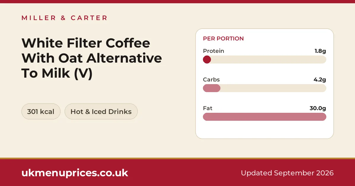 Miller & Carter White Filter Coffee With Oat Alternative To Milk (V)