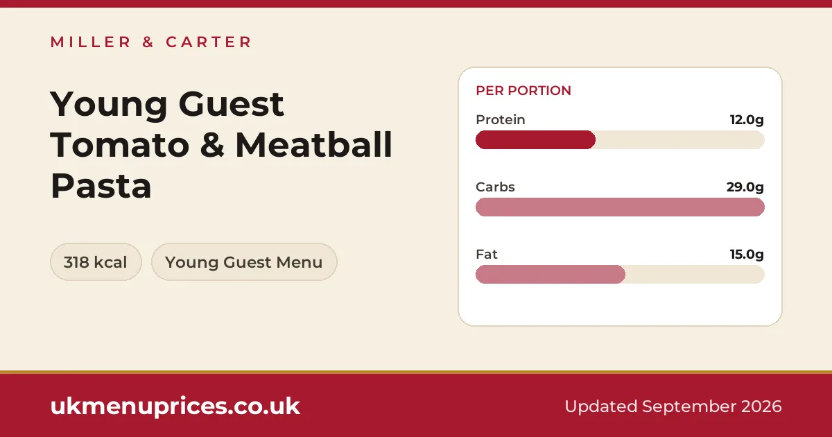 Miller & Carter Young Guest Tomato & Meatball Pasta